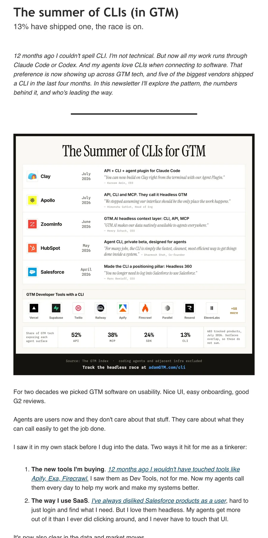 The Jul 30 email before: the title, a one-line subtitle, then a long run of plain text.